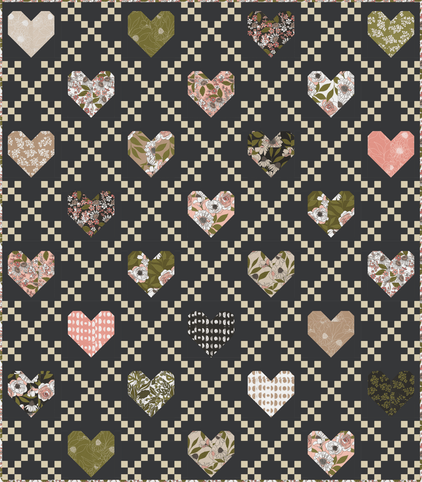 Botany by Ali K. Designs : Heirloom Hearts Quilt Kit