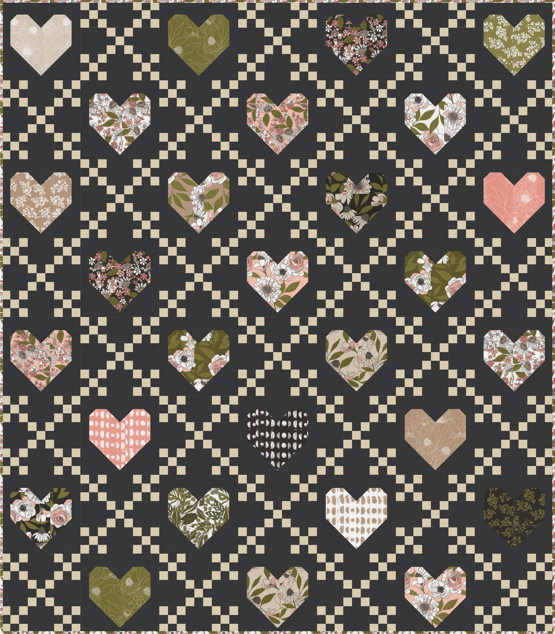 Botany by Ali K. Designs : Heirloom Hearts Quilt Kit
