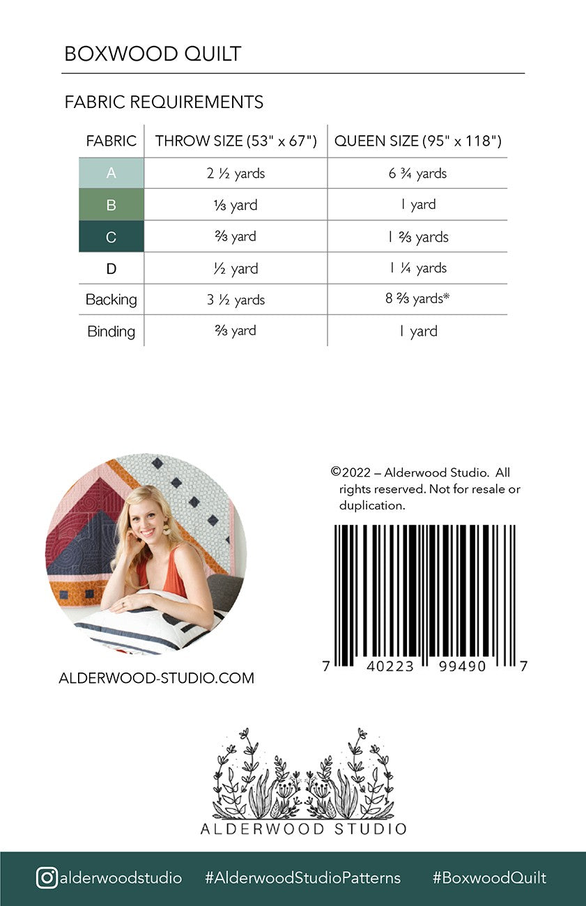 Boxwood Quilt Pattern # ALD-BOXWOOD -Special Order