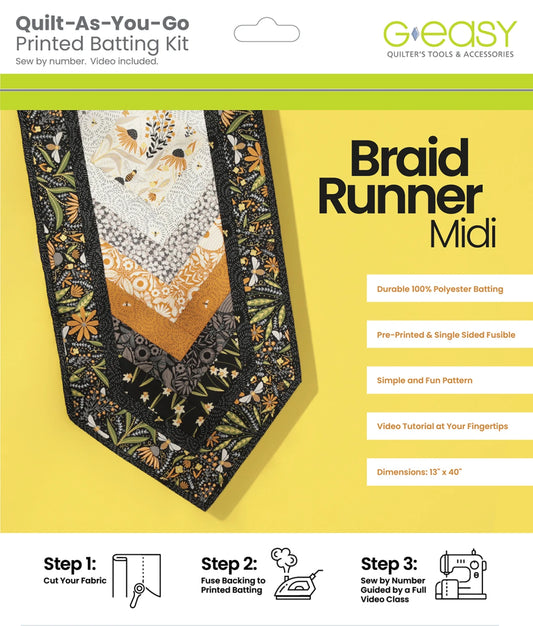 Braid Runner Midi - Quilt As You Go Printed Batting Kit by GE Designs