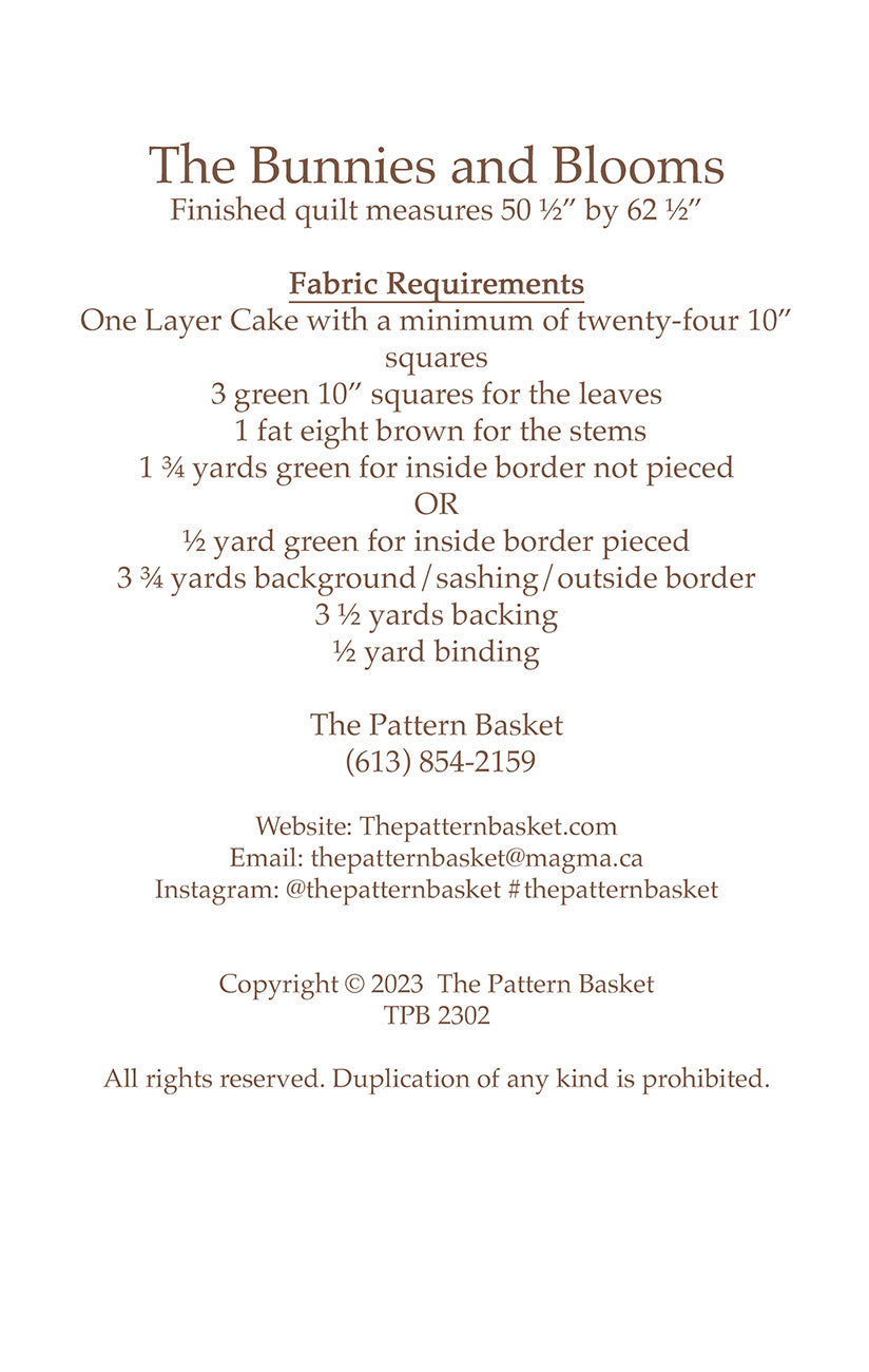 Bunnies and Blooms Quilt Pattern by The Pattern Basket