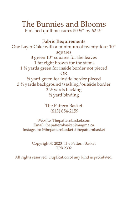 Bunnies and Blooms Quilt Pattern by The Pattern Basket