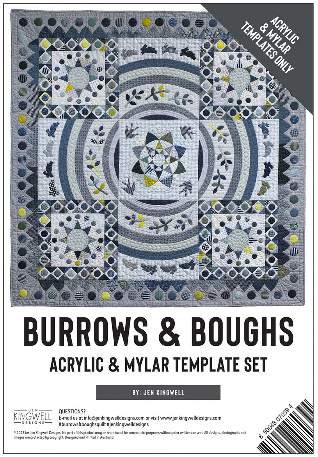 Burrows & Boughs Acrylic and Mylar Template Set by Jen Kingwell Designs - Special Order