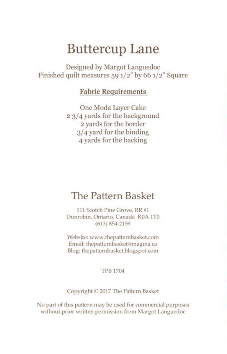 Buttercup Lane Quilt Pattern by The Pattern Basket