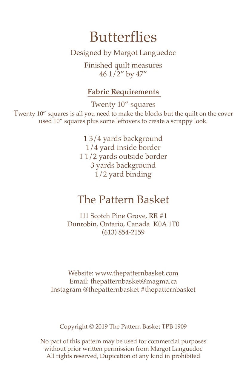 Butterflies Quilt Pattern by The Pattern Basket