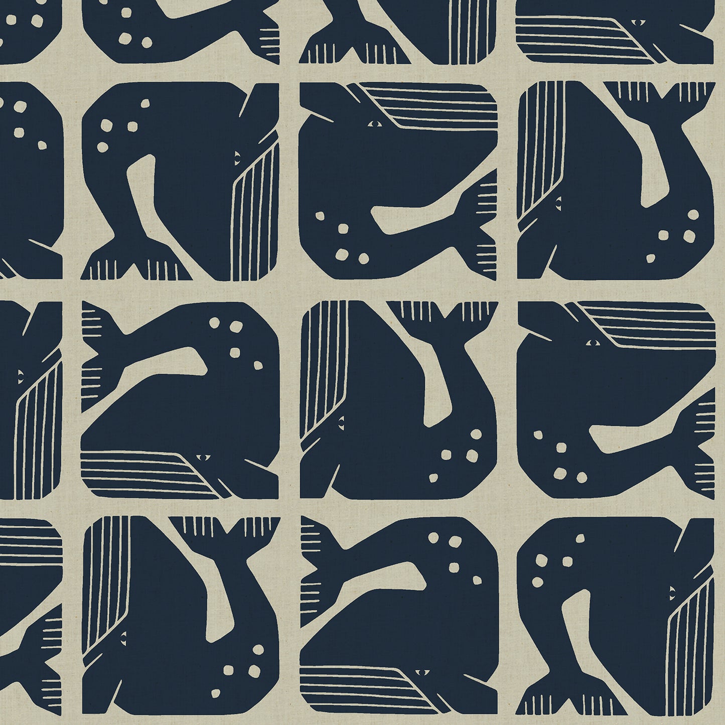 By the Seaside II by Loes Van Oosten : Grumpy Whale Blue/Gray Unbleached LV100-BL8U