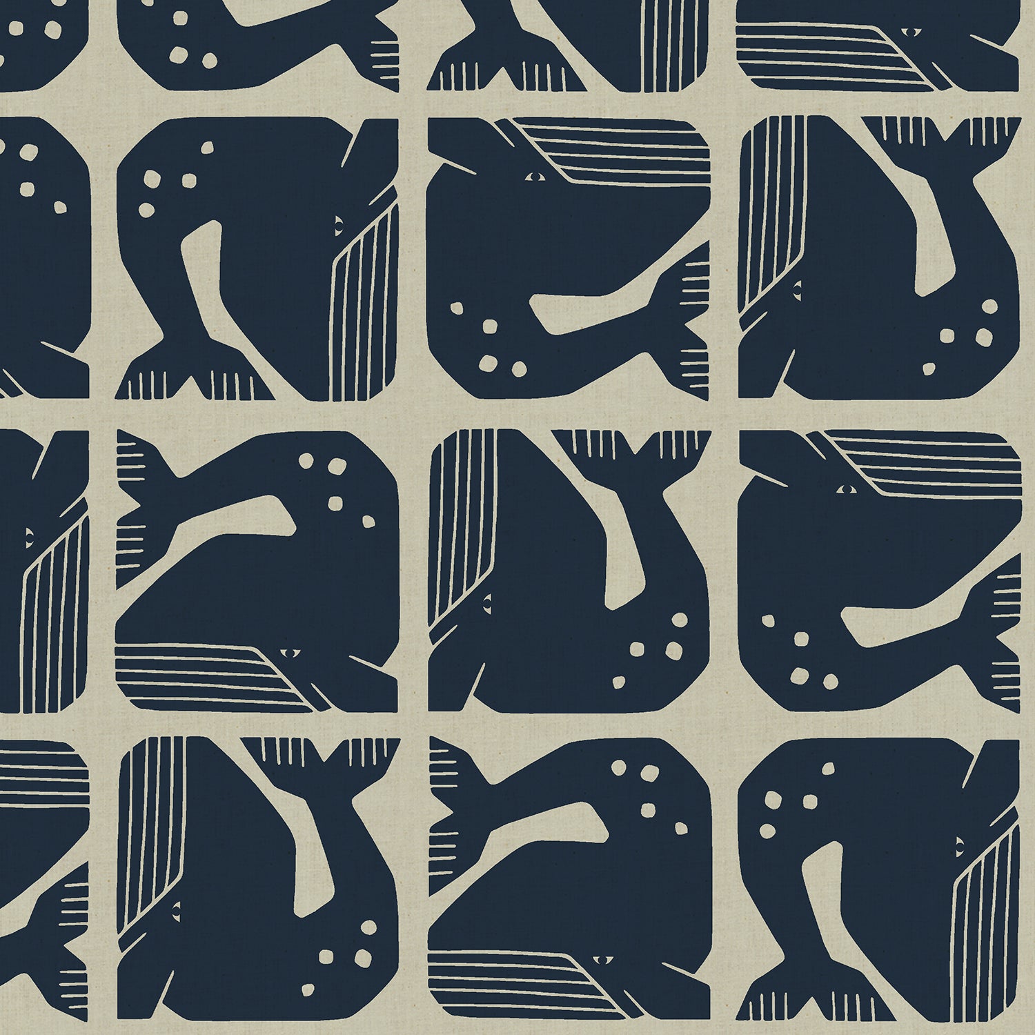 By the Seaside II by Loes Van Oosten : Grumpy Whale Blue/Gray Unbleached LV100-BL8U