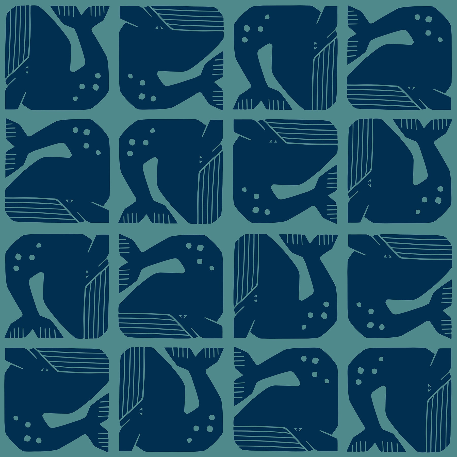 By the Seaside II by Loes Van Oosten : Grumpy Whale Navy LV100-NA1
