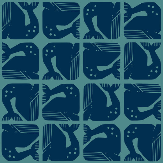 By the Seaside II by Loes Van Oosten : Grumpy Whale Navy LV100-NA1