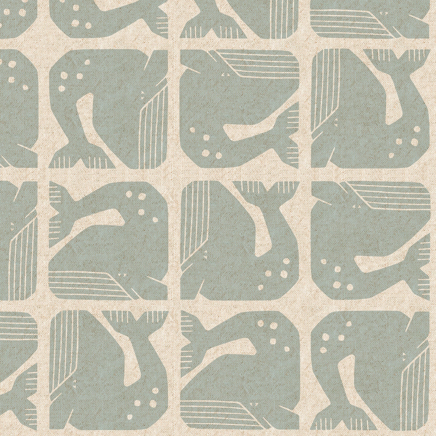 By the Seaside II by Loes Van Oosten : Grumpy Whale Sky Blue Unbleached LV100-SB6U