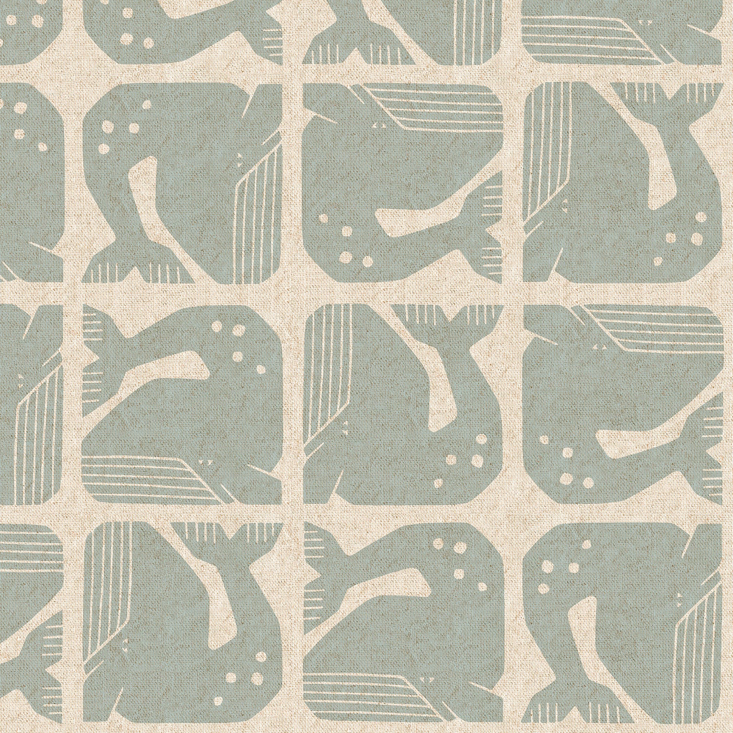 By the Seaside II by Loes Van Oosten : Grumpy Whale Sky Blue Unbleached LV100-SB6U