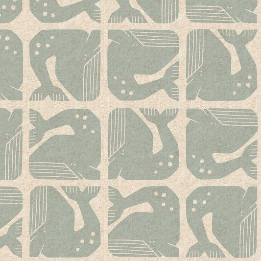 By the Seaside II by Loes Van Oosten : Grumpy Whale Sky Blue Unbleached LV100-SB6U