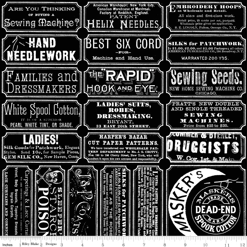 Scary Scraps by J. Wecker-Frisch : Scary Sew Labels Black C17603-BLACK