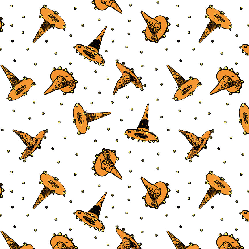 Scary Scraps by J. Wecker-Frisch : Festive Hat Toss White C17605-WHITE