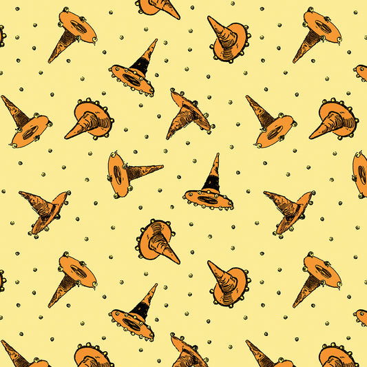 Scary Scraps by J. Wecker-Frisch : Festive Hat Toss Yellow C17605-YELLOW