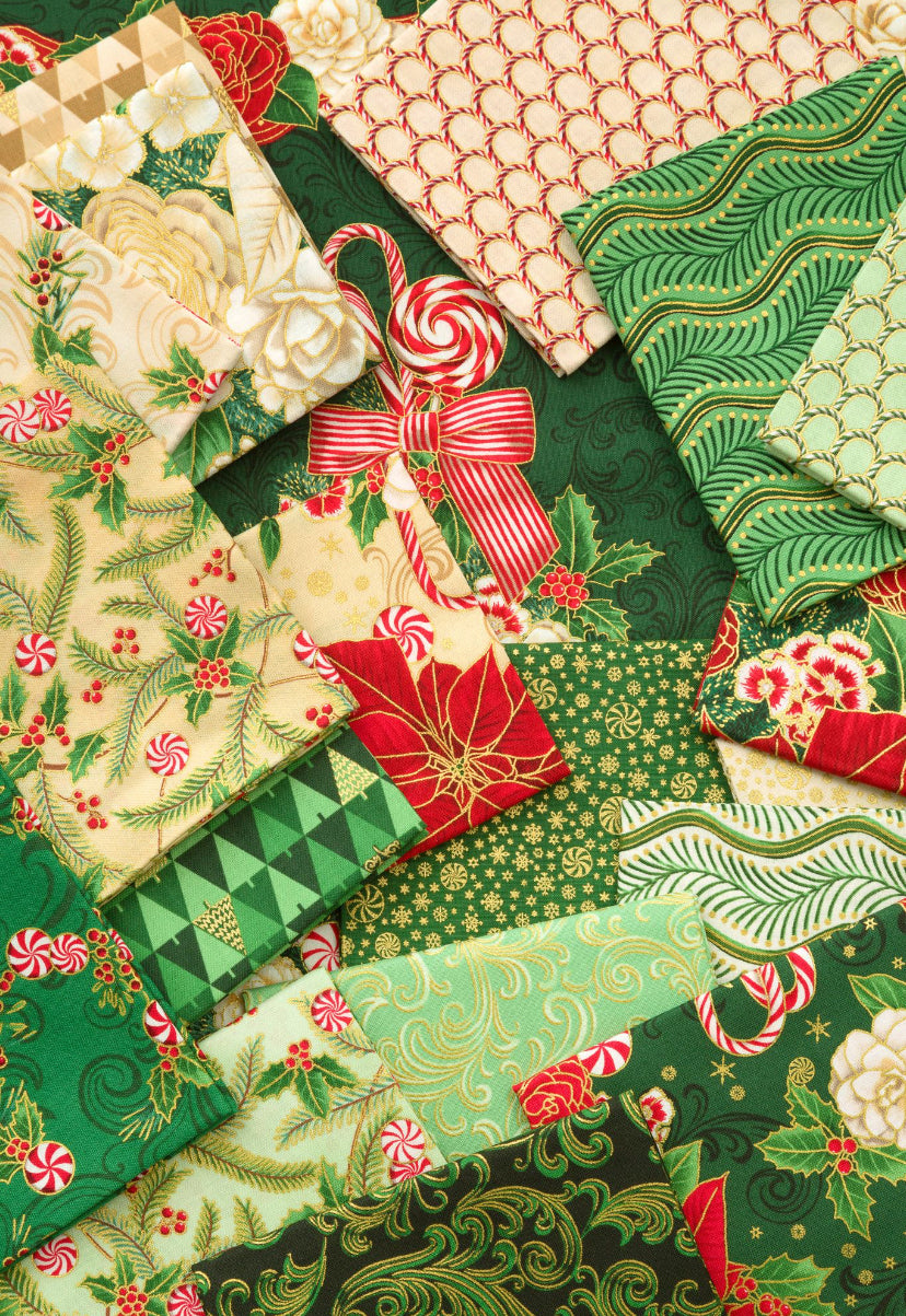 Holiday Flourish Peppermint Twist by RFK Collection - Fat Quarter Bundle -  Special Order (Expected July 2025)