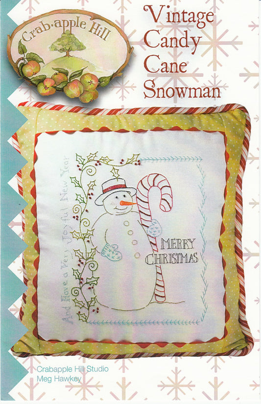 Vintage Candy Cane Snowman Pillow # CAH411 - Special Order