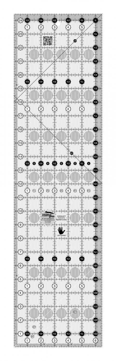 Left Handed Quilt Ruler 6-1/2in x 24-1/2in # CGR24LEFT - Special Order