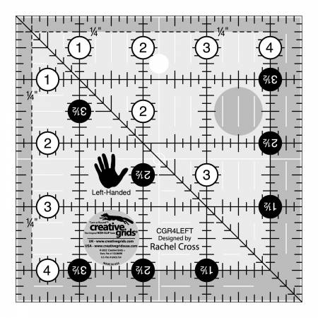 Creative Grids Left Handed Quilt Ruler 4-1/2in Square - Special Order