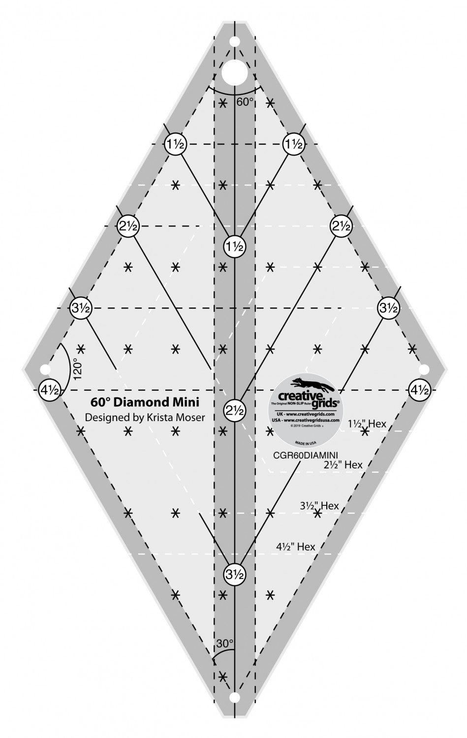 60 Degree Mini Diamond Ruler # CGR60DIAMINI - Special Order