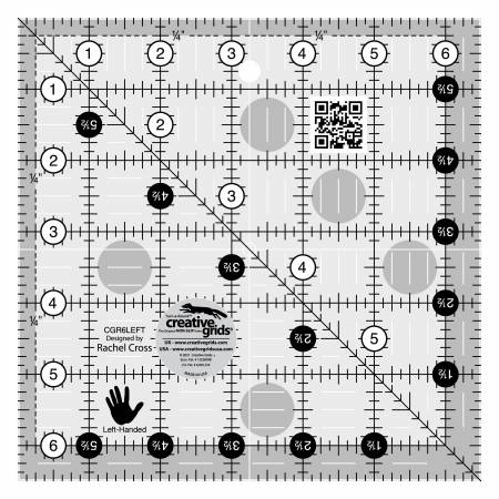 Creative Grids Left Handed Quilt Ruler 6-1/2in Square - Special Order