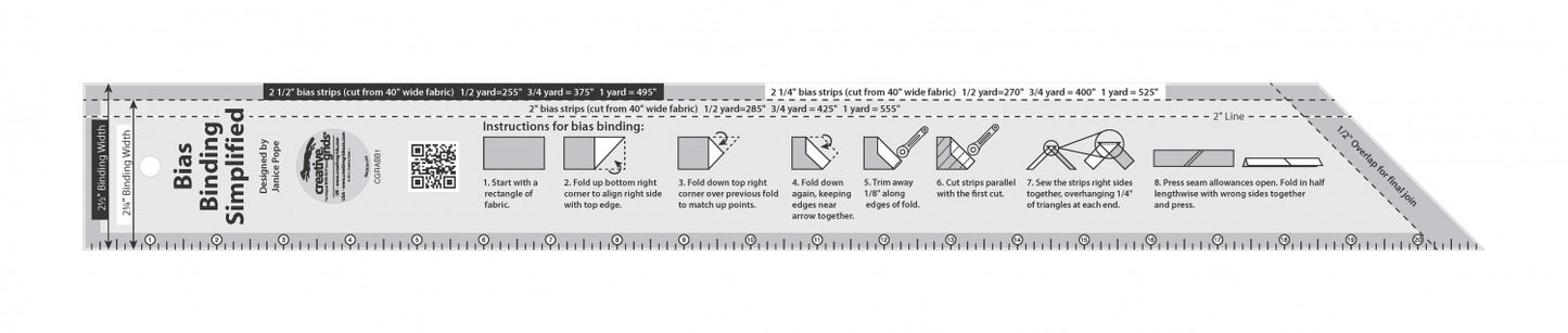 Bias Binding Simplified Quilt Ruler # CGRABB1 (Special Order)