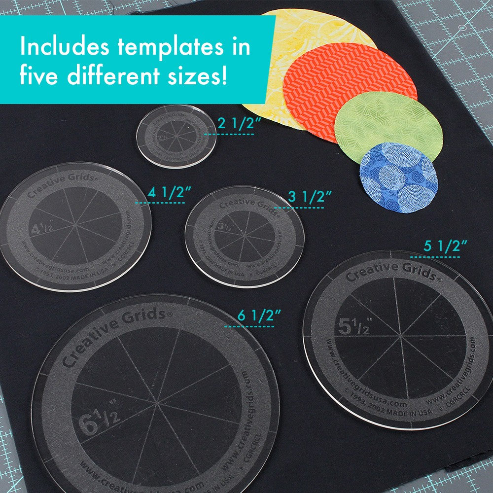 Quilt Ruler Circles (5 Discs with Grips) Quilt Ruler # CGRCRCL - Special Order