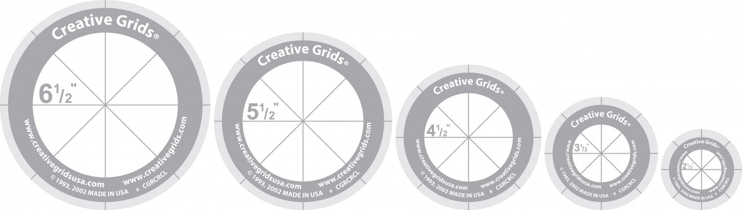 Quilt Ruler Circles (5 Discs with Grips) Quilt Ruler # CGRCRCL - Special Order