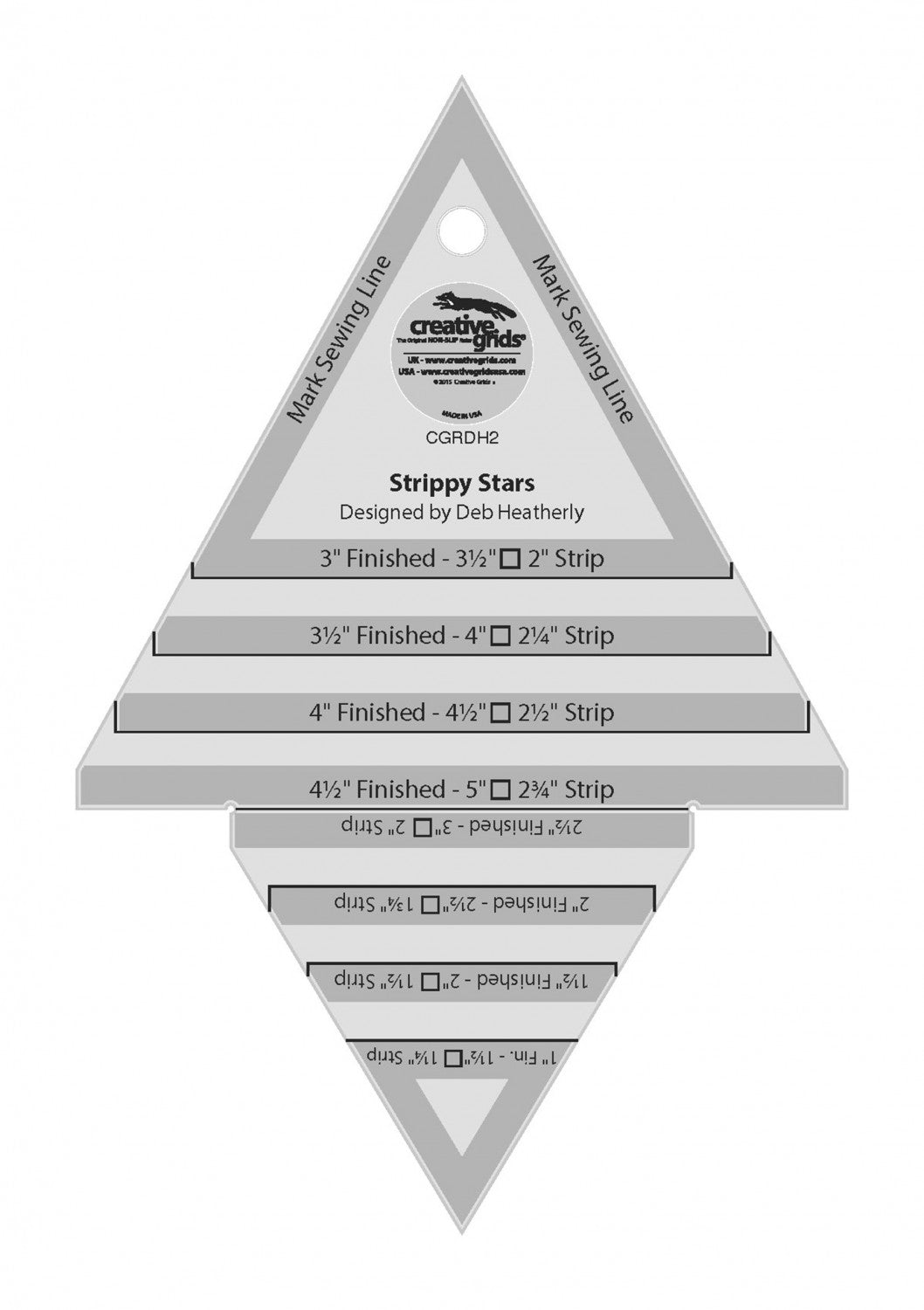 Strippy Stars Tool 5in x 7-1/2in Quilt Ruler # CGRDH2 (Special Order)