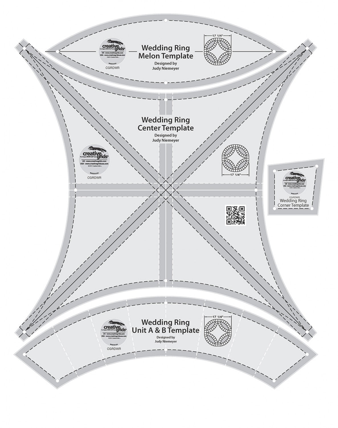 Double Wedding Ring Templates Quilt Ruler # CGRDWR (Special Order)