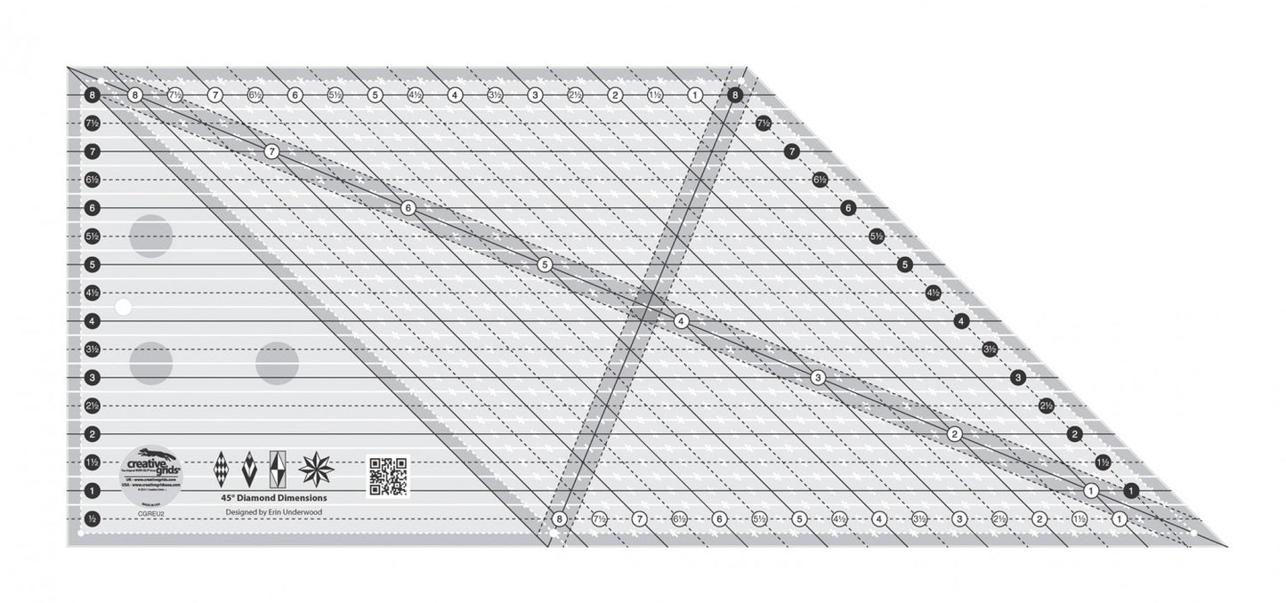 45 Degree Diamond Dimensions Quilt Ruler # CGREU2 (Special Order)