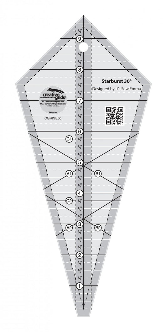 Starburst 30 Degree Triangle Quilt 9-1/2in Ruler # CGRISE30 (Special Order)