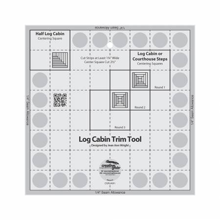 Creative Grids Log Cabin Trim Tool for 8in Finished Blocks Quilt Ruler (Special Order)