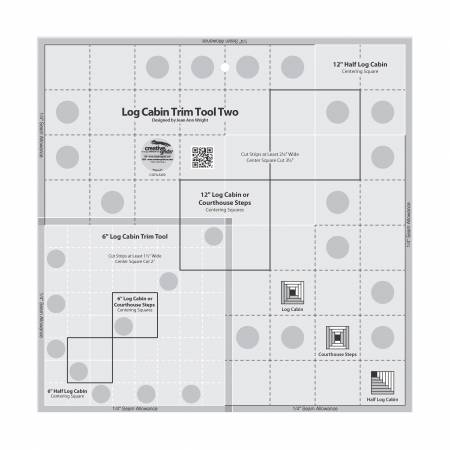 Creative Grids Log Cabin Trim Tool Two 6in & 12in Blocks Quilt Ruler (Special Order)