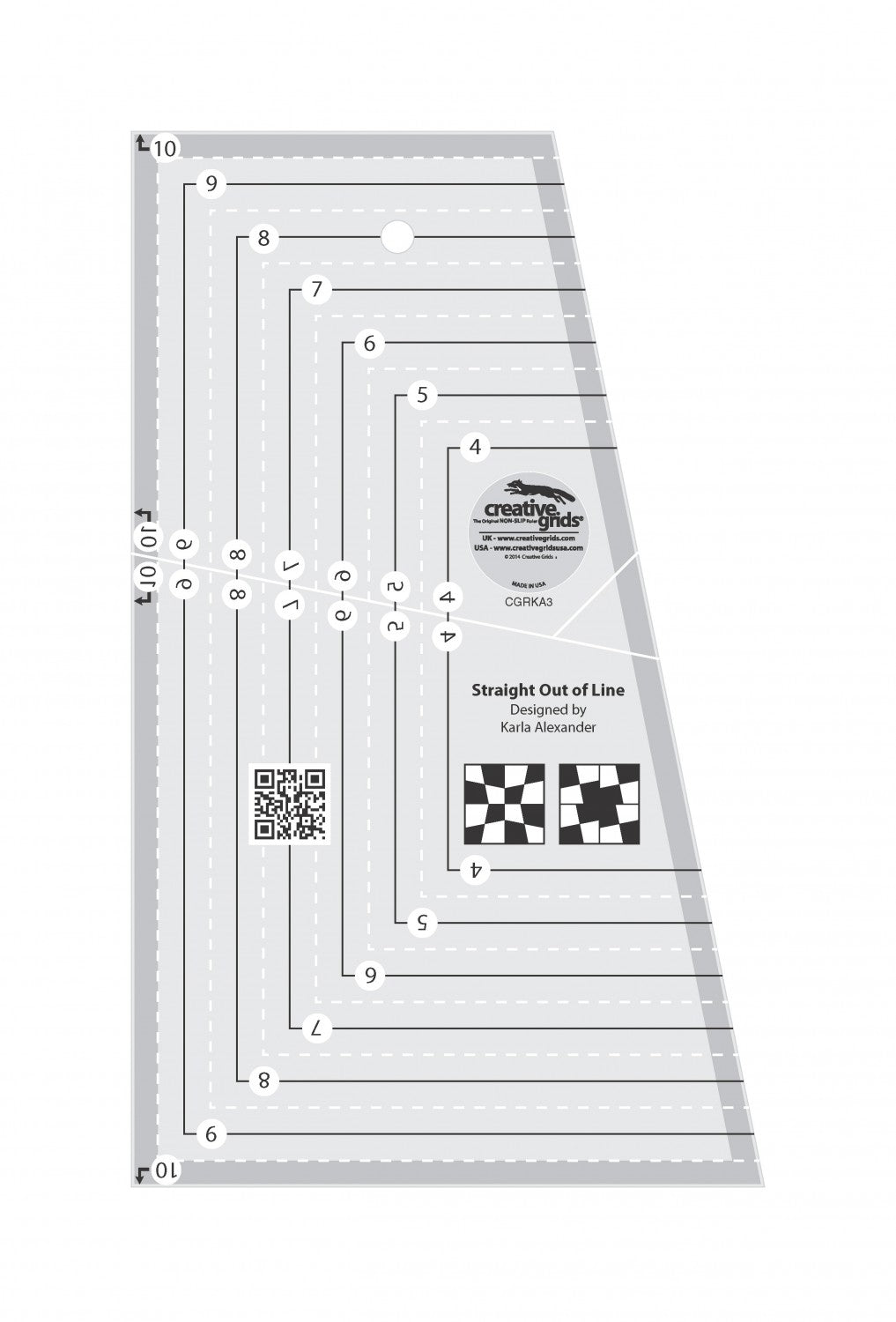 Straight Out Of Line 6in x 10in Quilt Ruler # CGRKA3 - Special Order