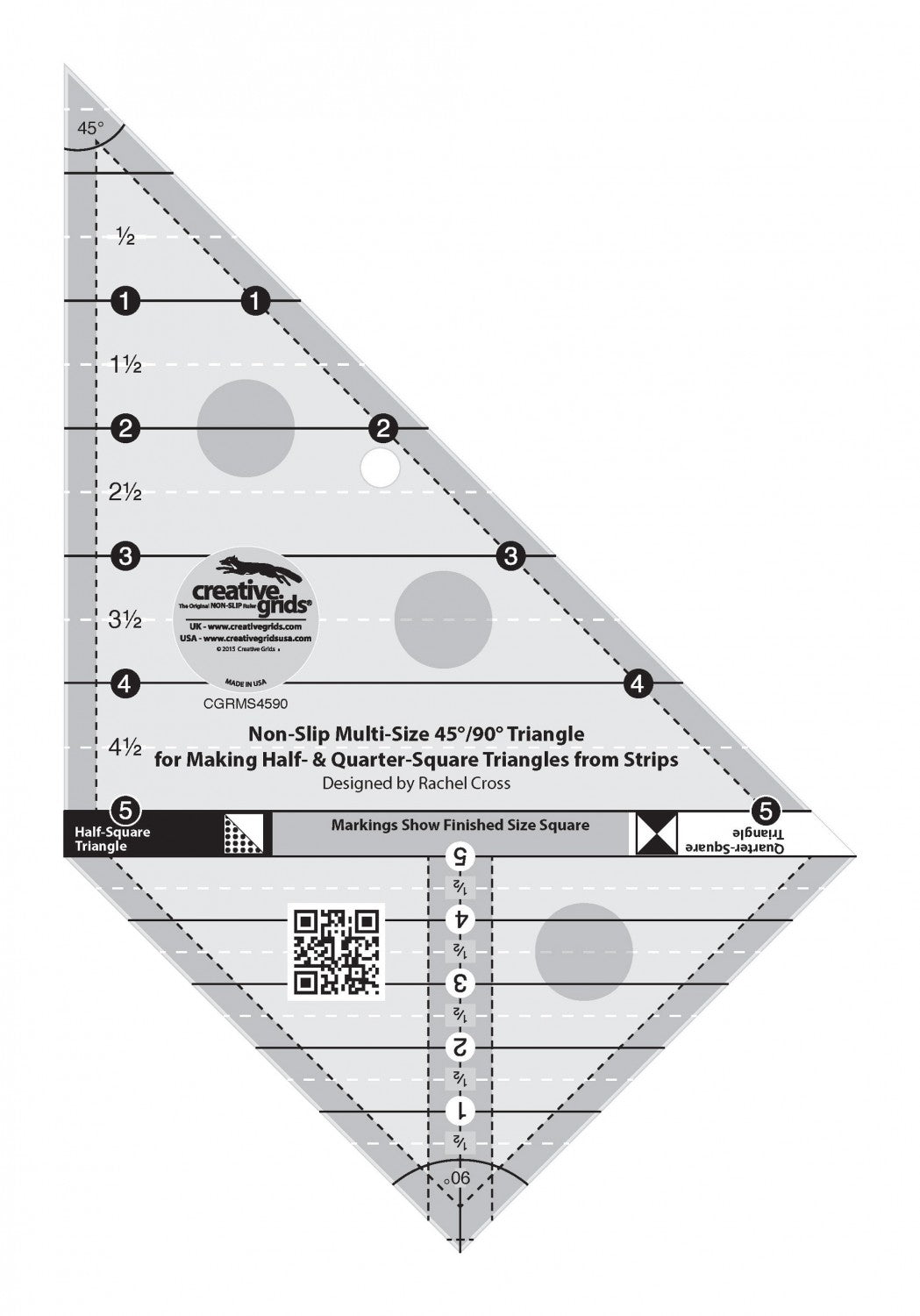 Multi Size Triangle 45 and 90 Degrees Quilt Ruler # CGRMS4590 - Special Order