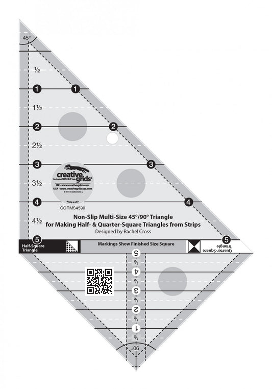 Multi Size Triangle 45 and 90 Degrees Quilt Ruler # CGRMS4590 - Special Order