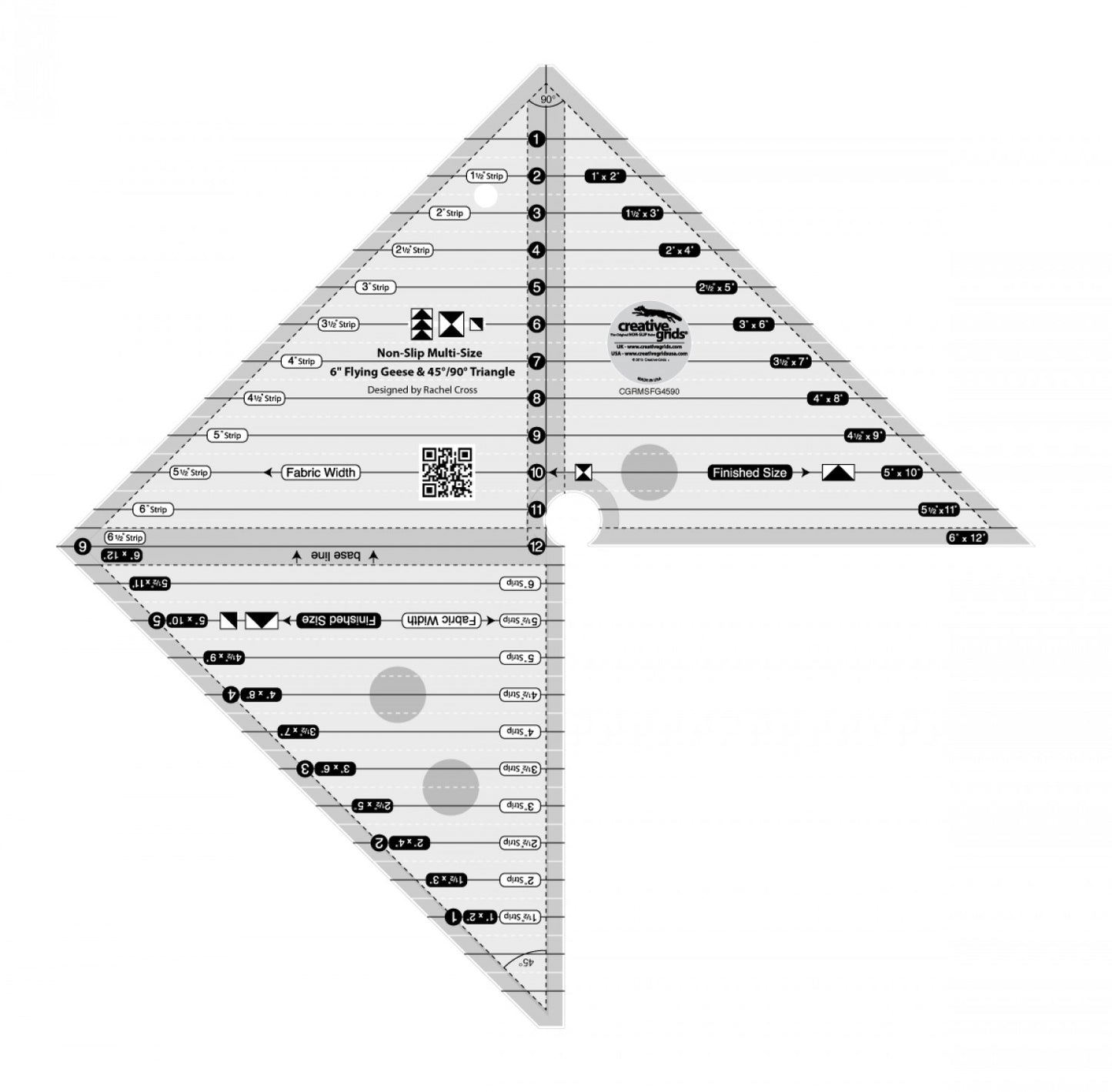 6in Flying Geese & 45 90 Degree Triangle Quilt Ruler # CGRMSFG4590 (Special Order)