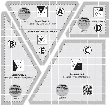 Scrap Crazy 6 Templates Quilt Ruler (Special Order)