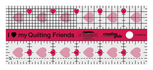 I Love My Quilt Friends Mini Quilt Ruler 2-1/2in x 6in # CGRQF26 - Special Order