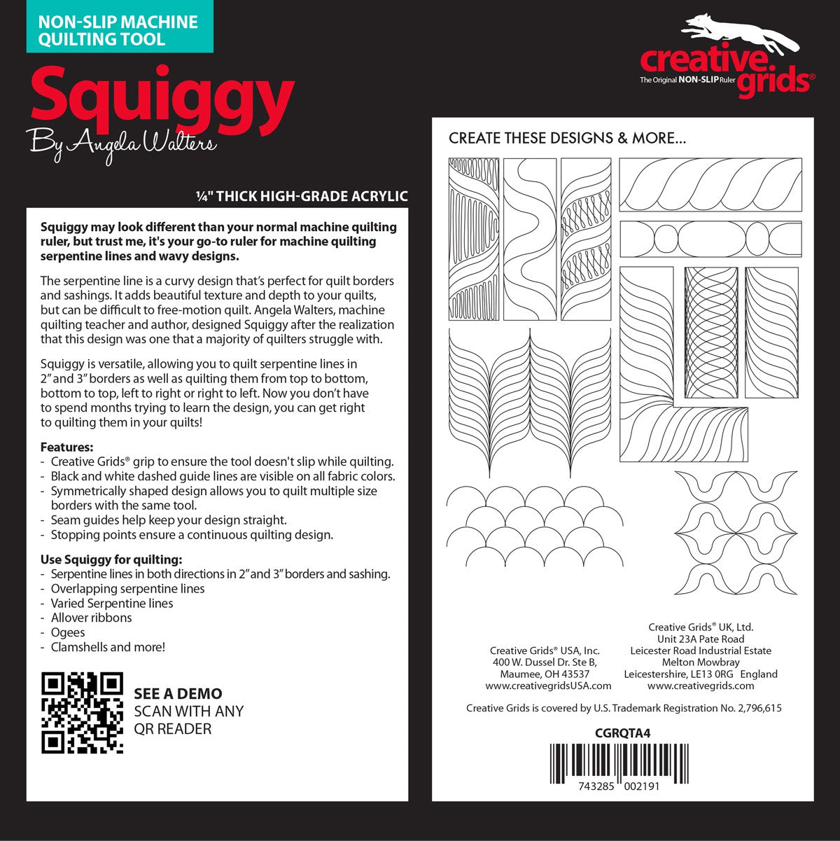 Machine Quilting Tool - Squiggy # CGRQTA4y (Special Order)