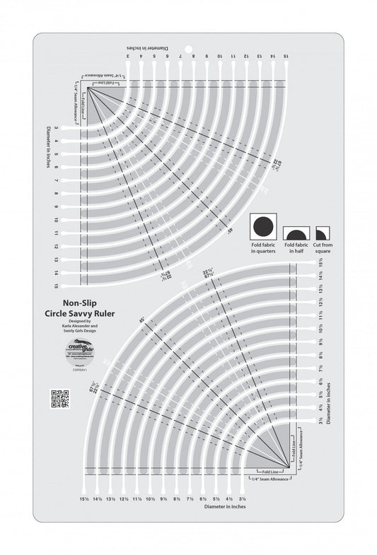 Circle Savvy 11-3/4in x 18-1/2in Quilt Ruler # CGRSAV1 (Special Order)