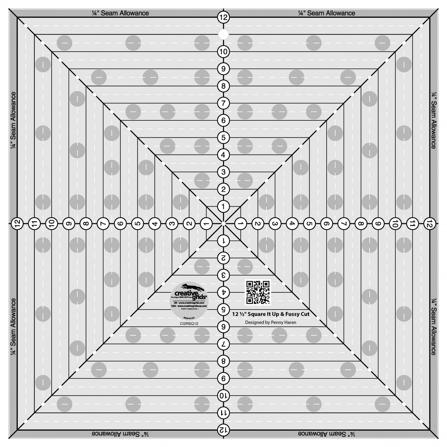 Square It Up or Fussy Cut Square Quilt Ruler 12-1/2in  # CGRSQ12- Special Order