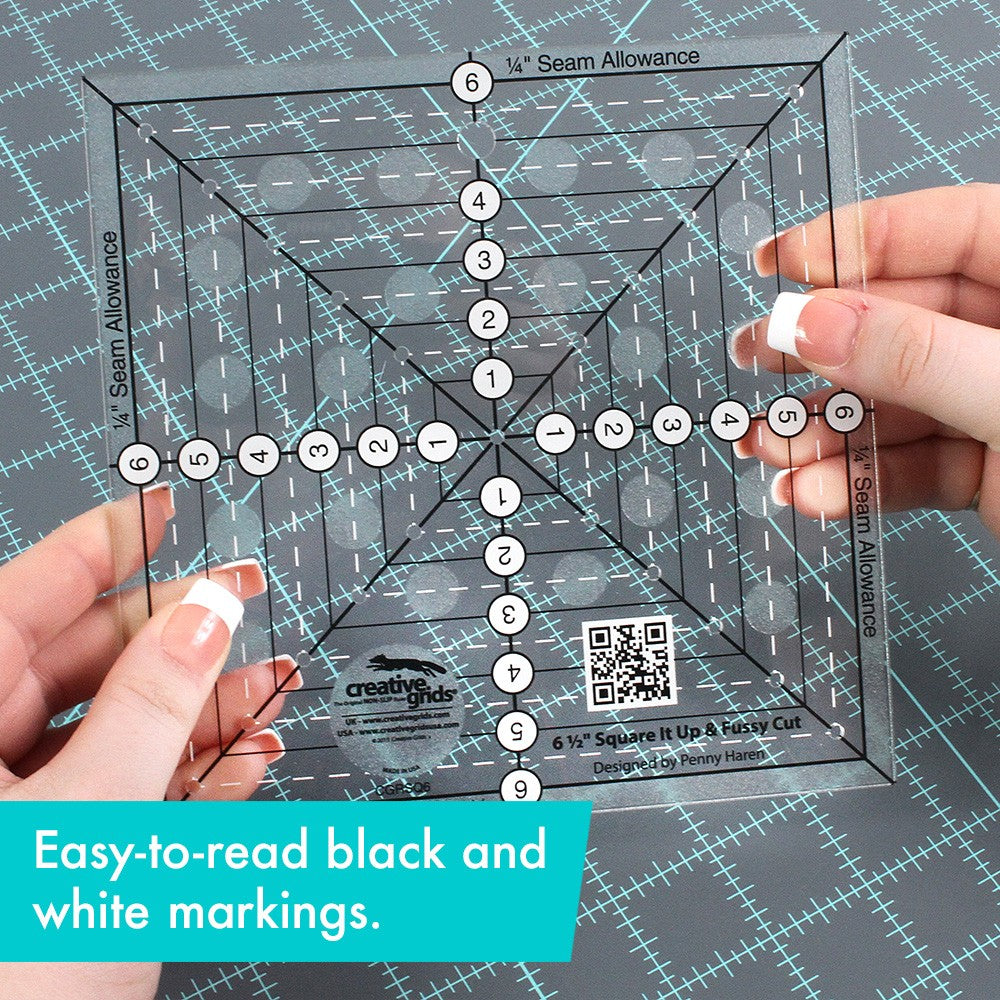 Square It Up or Fussy Cut Square Quilt Ruler 6-1/2in # CGRSQ6- Special Order