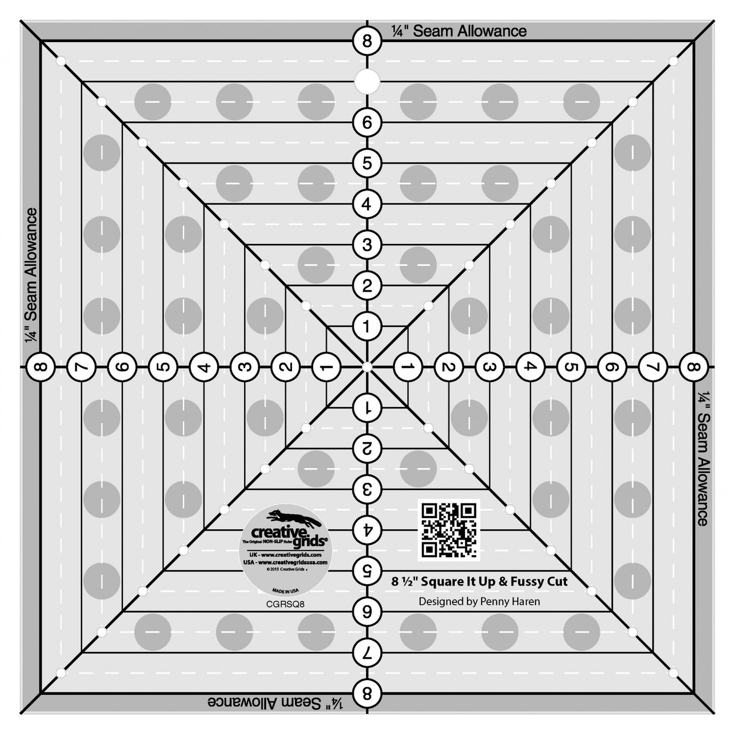 Square It Up or Fussy Cut Square Quilt Ruler 8-1/2in # CGRSQ8   - Special Order