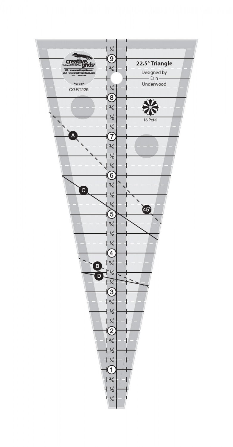 22-1/2 Degree Triangle Ruler # CGRT225 (Special Order)