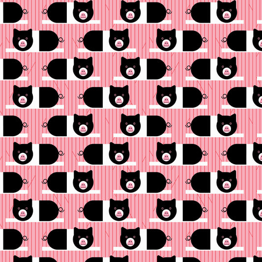 Charley Harper Best Friends - Piggies Pink Poplin CH-384
