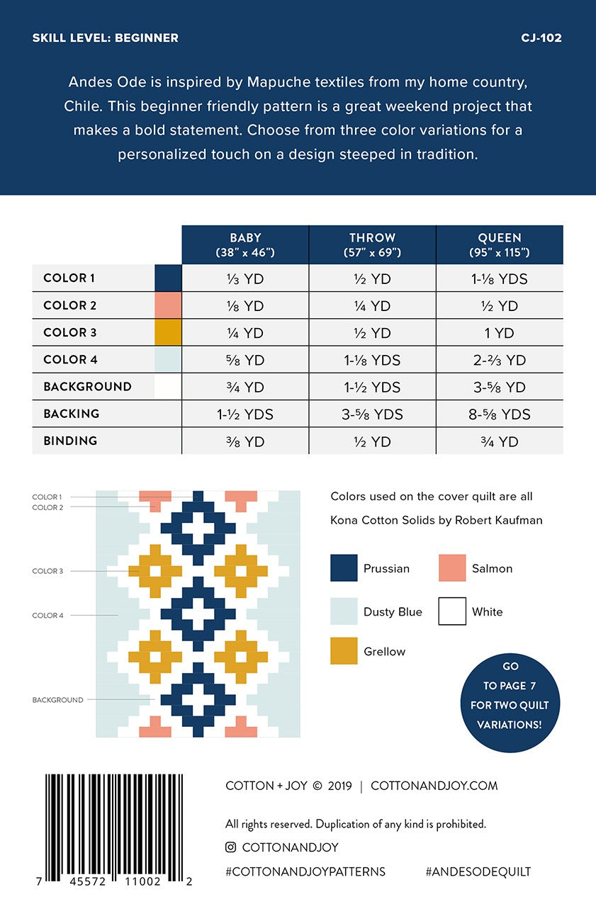 Andes Ode Quilt - Fabric Bundle - Multiple Sizes & Color Options
