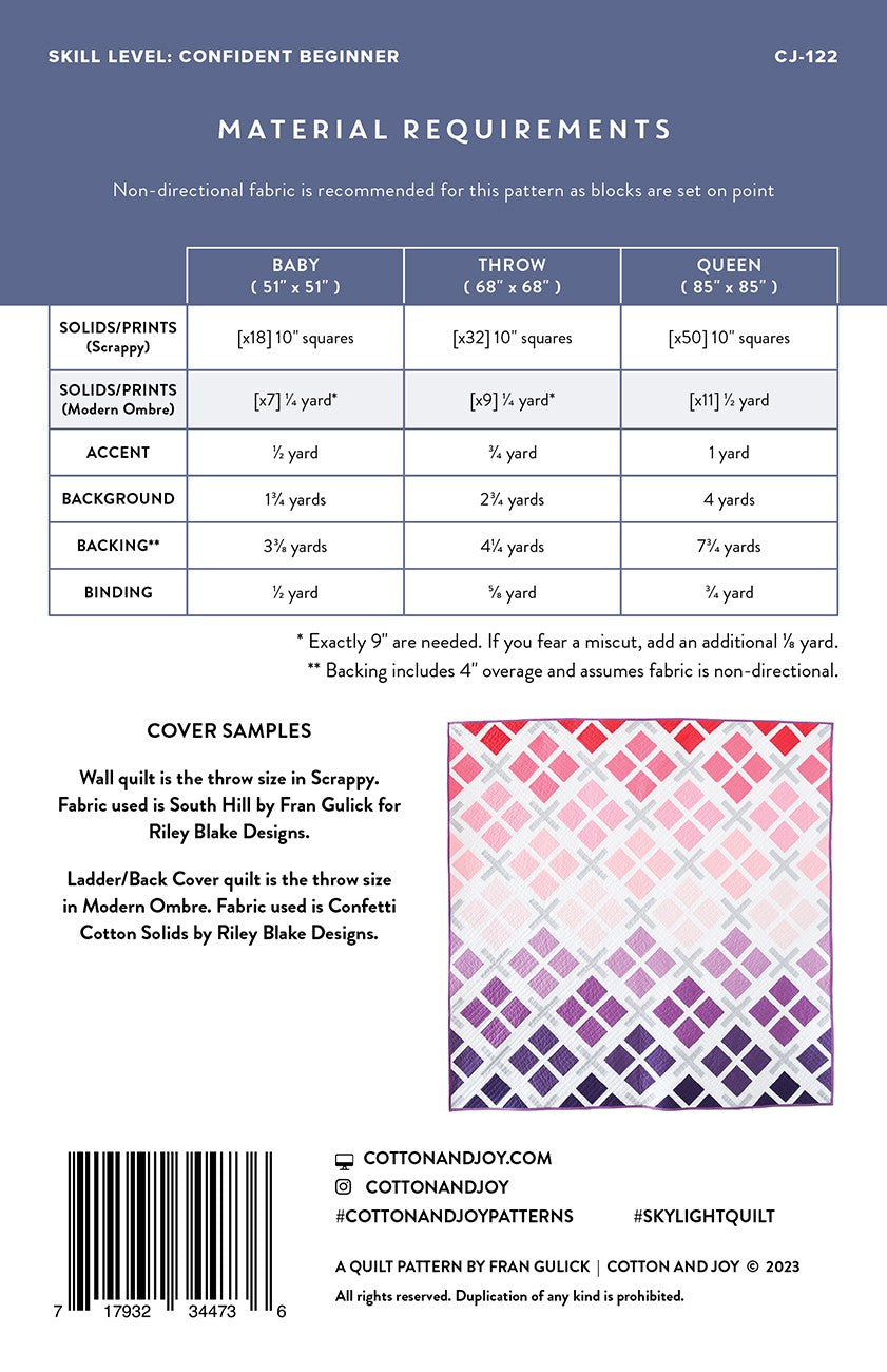 Skylight Quilt - Fabric Bundle - Multiple Sizes & Color Options