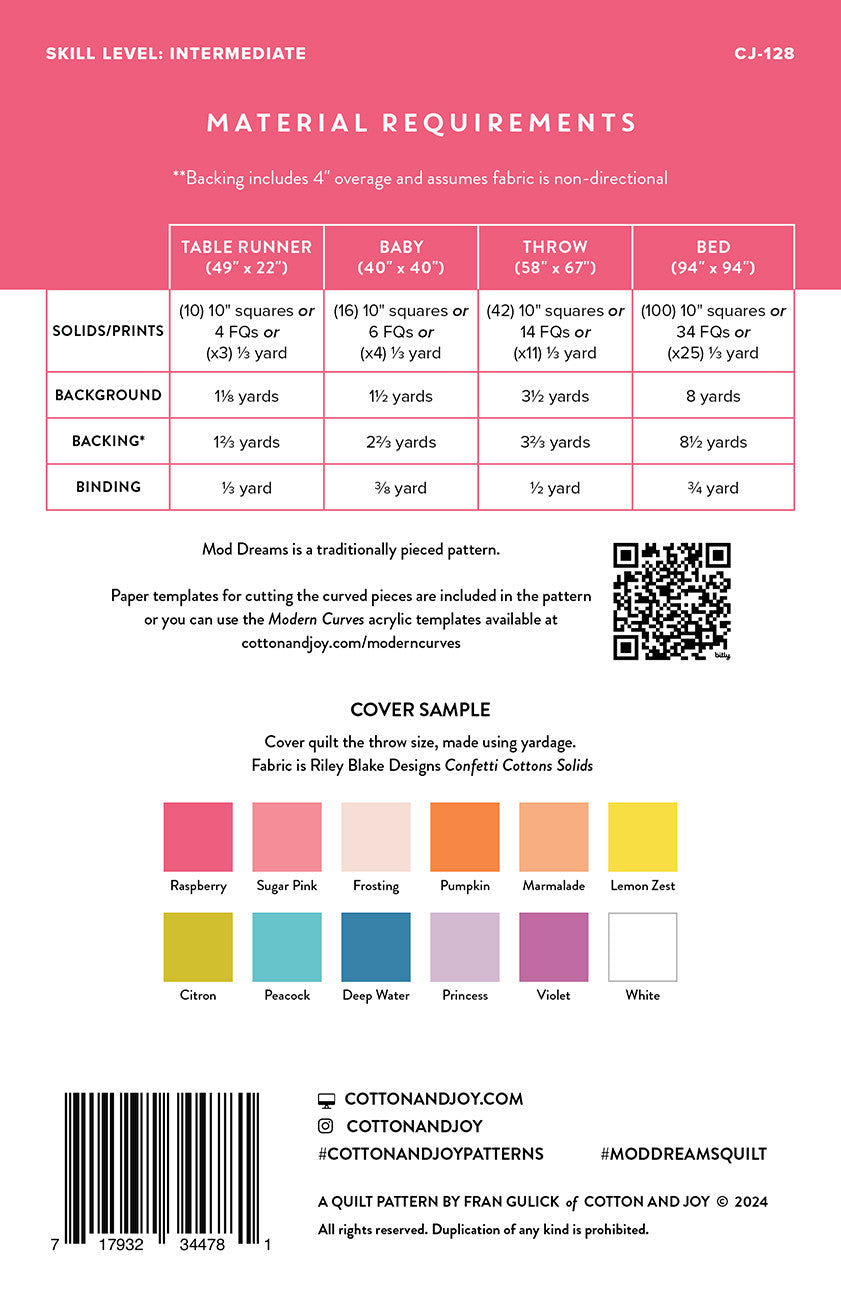 Mod Dreams Quilt Pattern # CJ128 - Special Order